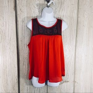 BCX Embroidered Illusion Tank Top Size XL